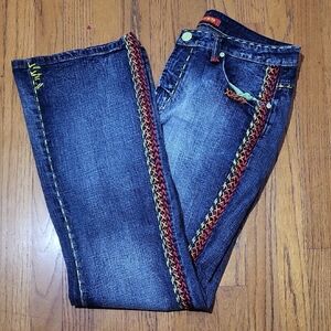Pepe Jeans Straight Leg Blue and Red Denim